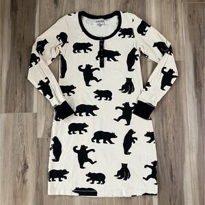 Women's Long Sleeve Henley Bears Nightgown Top by Little Blue House sz Small